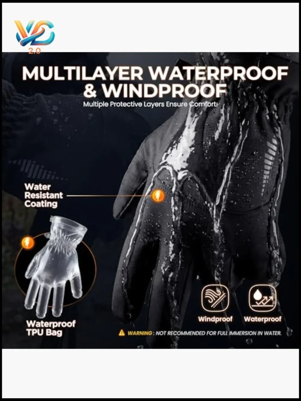 Winter Waterproof Ski Gloves with Touchscreen, Windproof Thermal for Men Women